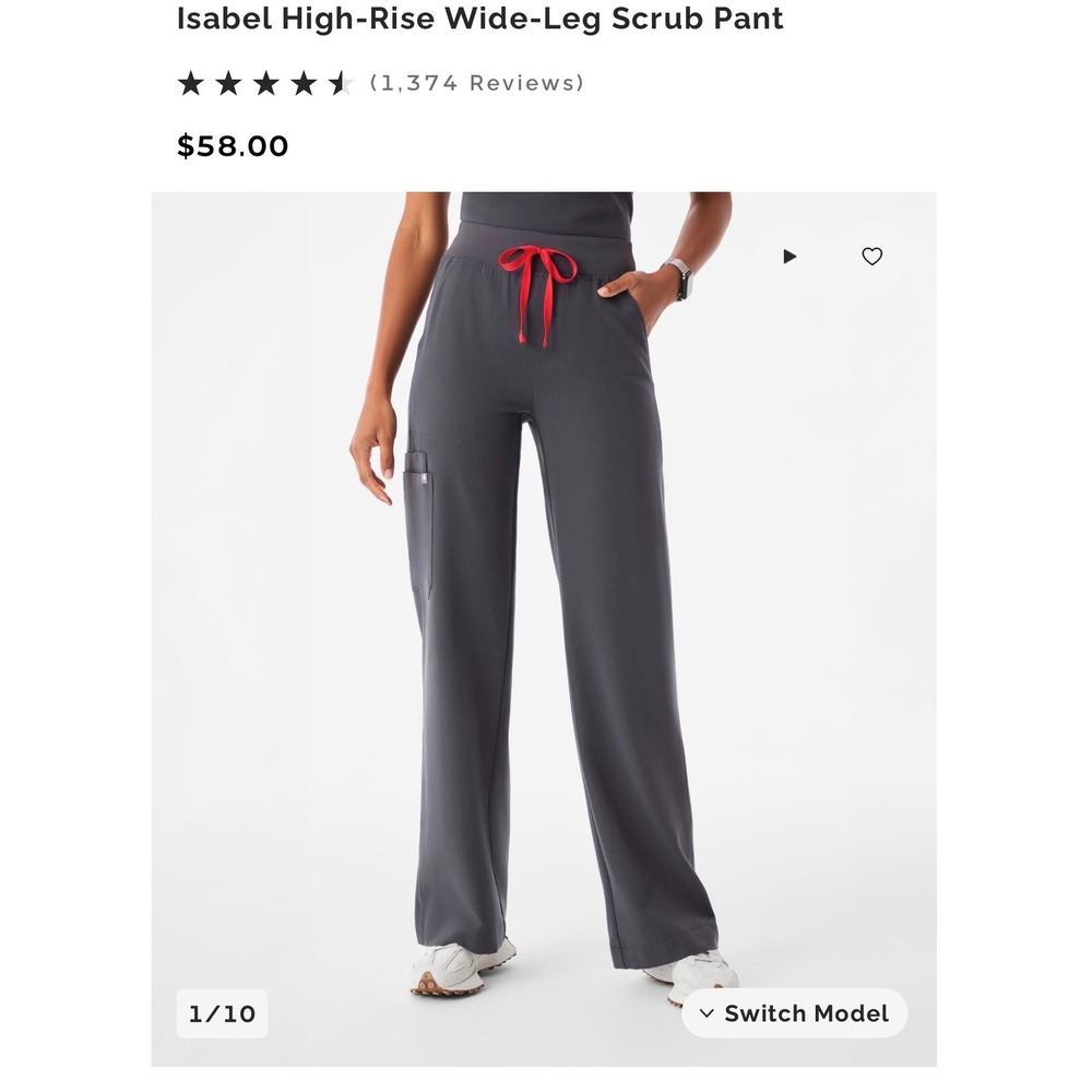 Figs Isabel High Rise Wide Leg Scrub Pants